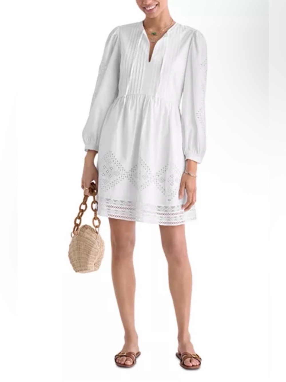 Vineyard Vines White Eyelet V-Neck Mini Dress